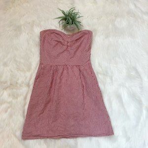 Judith March Red and White Striped Strapless Dress